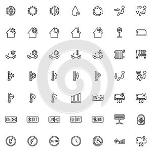 Heating And Cooling System line icons set