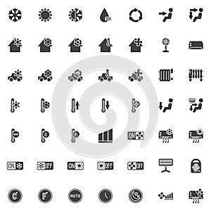 Heating And Cooling System vector icons set