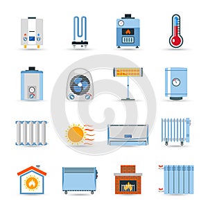 Heating Flat Color Icon Set