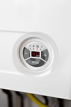 Heating gas boiler control panel detail
