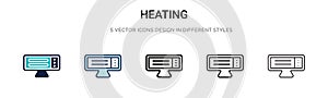 Heating icon in filled, thin line, outline and stroke style. Vector illustration of two colored and black heating vector icons