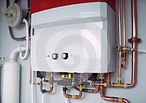 Heating installation and central boiler heating system on wall