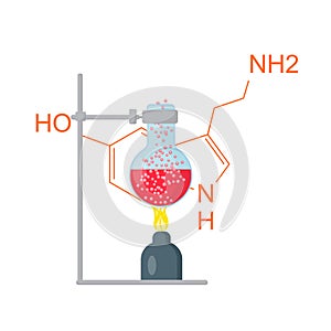 Heating the liquid in the flask. Vector icon isolated on white background. Vector illustration.