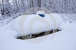 Propane Tank Covered With Snow photo