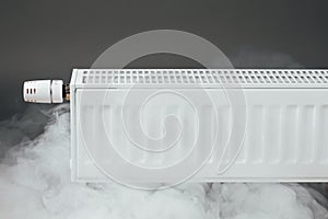 Heating radiator with warm steam