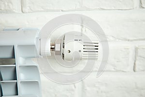 Heating radiator in a white room