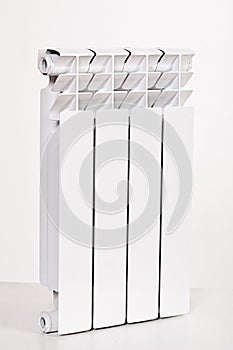 Heating radiators batteries , aluminum, bimetal. on white background in studio.