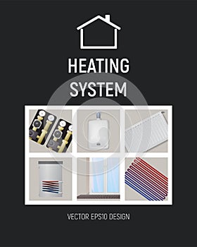 Heating system. Design vector illustration.