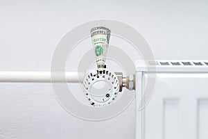 Heating thermostat with money