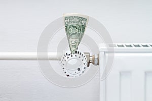 Heating thermostat with money