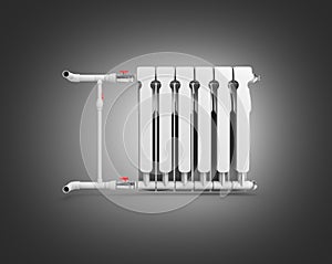 Heating white radiator isolated on black gradient background 3d