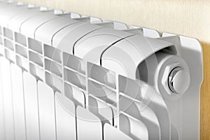 Heating white radiator radiator.