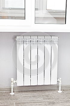 Heating white radiator radiator.