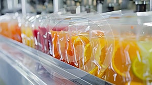 A heatsealing machine sealing plastic pouches of fruit juices with the temperature and pressure perfectly calibrated for