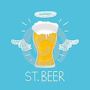 Heaven beer concept `St. beer` with angel