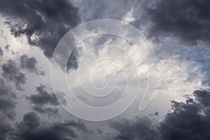 Heaven, Epic Dramatic Storm sky, dark grey white cumulus clouds background texture, thunderstorm