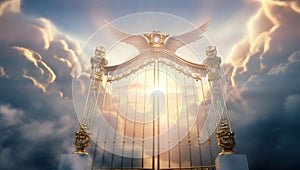 Heaven gate in the sky with clouds