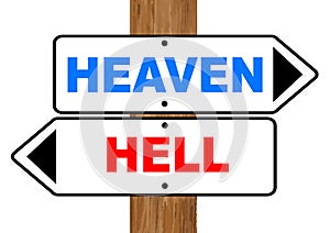 Heaven And Hell Direction Sign