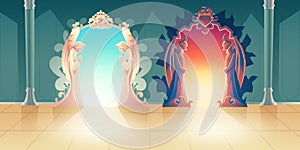 Heaven and hell entrances cartoon vector concept