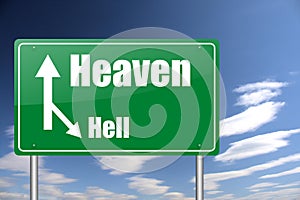 Heaven and hell traffic sign