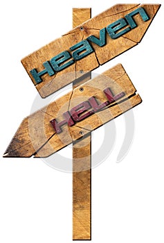 Heaven and Hell - Wooden Directional Sign