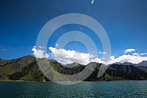 Heaven Lake on top of mountain in Urumqi