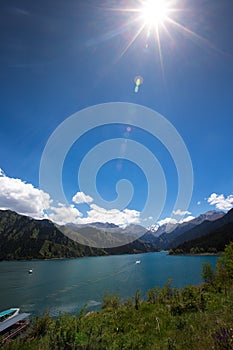 Heaven Lake on top of mountain in Urumqi