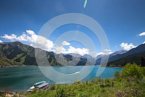 Heaven Lake on top of mountain in Urumqi, JinJiang, China