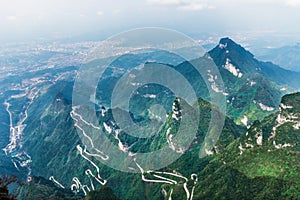 Heaven Linking Avenue 99 dangerous curves winding Road Heaven Gate Zhangjiajie Tianmen Mountain National Park Changsha China