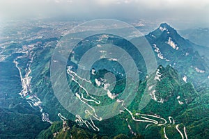 Heaven Linking Avenue 99 dangerous curves winding Road Heaven Gate Zhangjiajie Tianmen Mountain National Park Changsha China