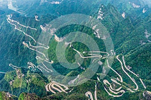 Heaven Linking Avenue 99 dangerous curves winding Road Heaven Gate Zhangjiajie Tianmen Mountain National Park Changsha China
