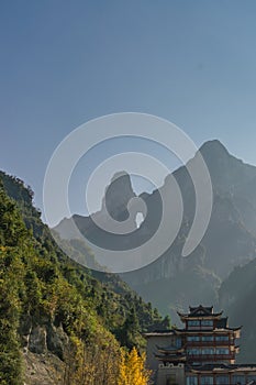 Heaven`s gate rock in Tianmen mountain in Zhangjia Jie, China