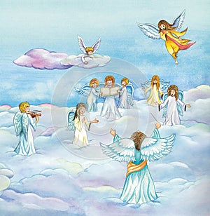 Heavenly Angels choir singing in heaven photo