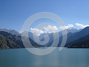 Heavenly Lake of Tianshan is an alpine lake in Xinjiang, Northwest China