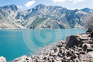 Heavenly Lake of Tianshan (Tianchi) in Fukang, Changji, Xinjiang, China. It is part of UNESCO World Heritage Site