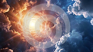 A Heavenly Light Piercing Through Whirlwind Clouds