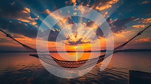 Heavenly Repose: Hammock Serenity Under Twilight Skies