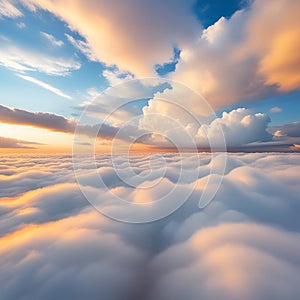 Heavenly Skies: Beautiful White Fluffy Clouds in Blue Sky