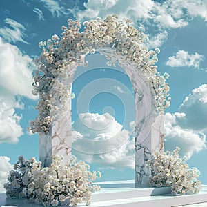 Heavens open gates against a blue and cloudy background photo