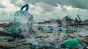 The polluted beach.AI generated image