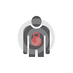 Heaviness in abdomen. Vector icon for web graphic.