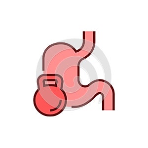 Heaviness in the stomach icon. Bloating vector illustration. Editable stroke.