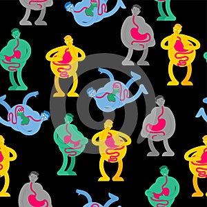 Heaviness in stomach pattern seamless. bloating background. nausea texture. Sick belly ornament. vector illustration photo