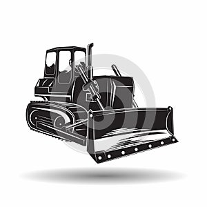 Monochrome bulldozer icon photo
