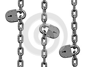 Heavy chain drooping parallel with iron locks photo