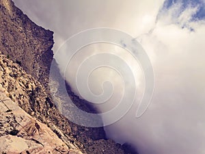 Heavy clouds and mountain in saudi arabia