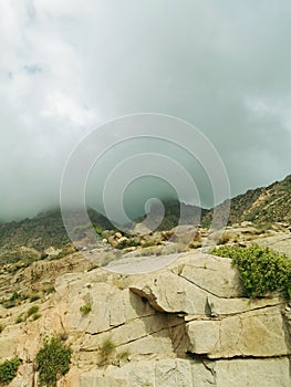 Heavy clouds and mountain in saudi arabia