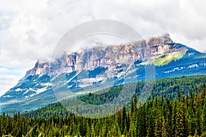 Heavy Clouds Over Castle Mountain in Banff National Park