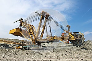 Heavy coal excavator in coal mine