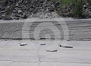 Heavy Concrete Slabs Moved By Rushing Water